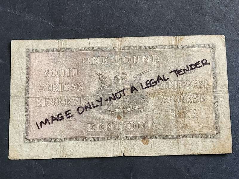 MH de Kock One Pound 6 September 1946 1st issue (tears) - as per photograph