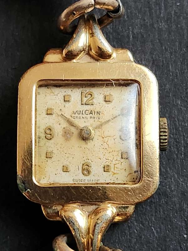Vintage Ladies Vulcain Grand Prix no. 25514  20 Microns Gold Plated Wrist Watch (not working)