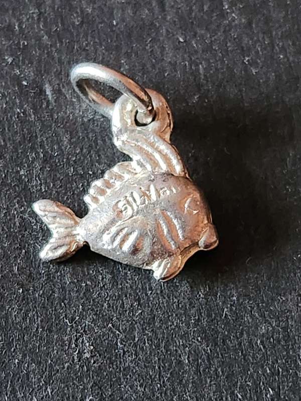 Vintage Silver Fish Charm stamped Silver - as per photograph