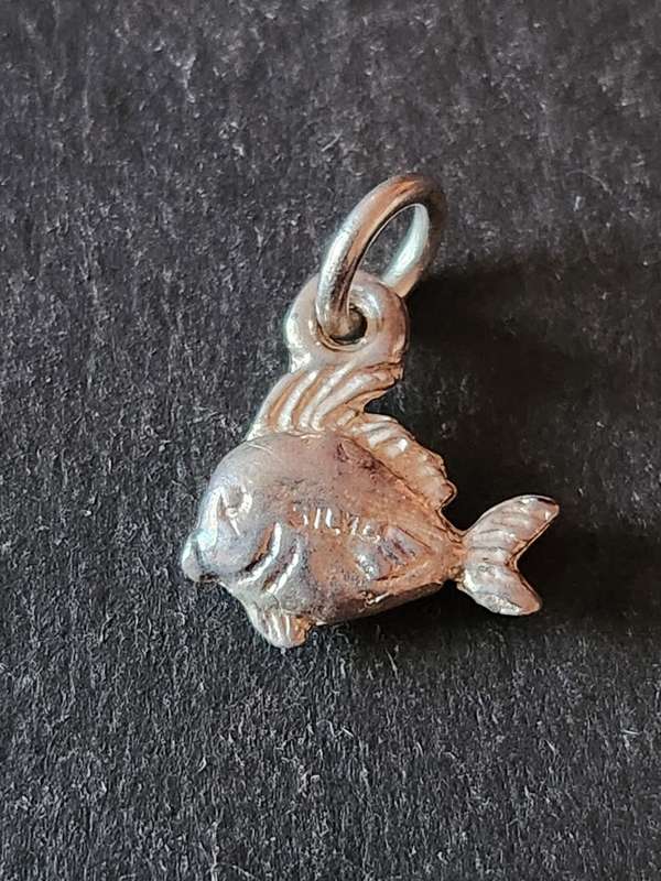 Vintage Silver Fish Charm stamped Silver - as per photograph