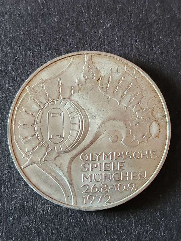 Germany 10 Deutsch Mark 1972J Munich Summer Olympics Silver - as per photograph