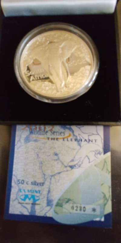 2002 SILVER PROOF 50c WILD LIFE SERIES - THE ELEPHANT