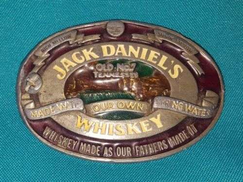1993 "JACK DANIEL'S WHISKEY" METAL + ENAMEL BELT BUCKLE