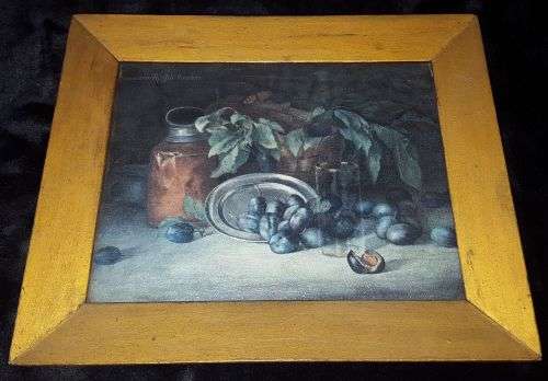 VINTAGE OIL PAINTING IN GLASS FRONTED WOODEN FRAME