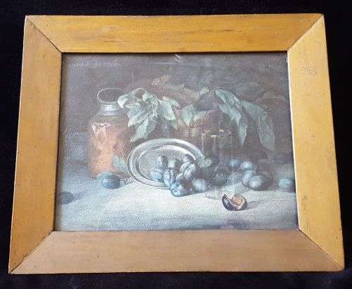 VINTAGE OIL PAINTING IN GLASS FRONTED WOODEN FRAME