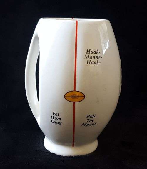 OLD CERAMIC TRANSVAAL RUGBY BALL SHAPED MUG