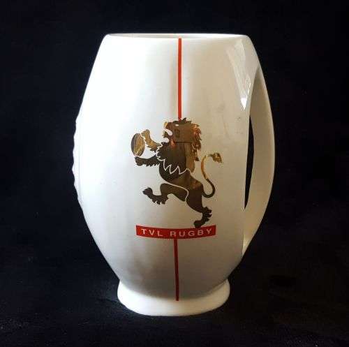OLD CERAMIC TRANSVAAL RUGBY BALL SHAPED MUG