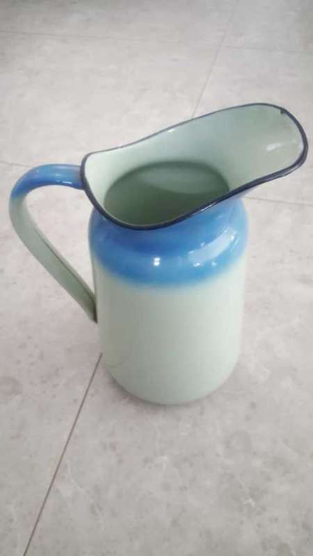VINTAGE ENAMEL WATER PITCHER JUG (POLAND) - HEIGHT IS 32CM
