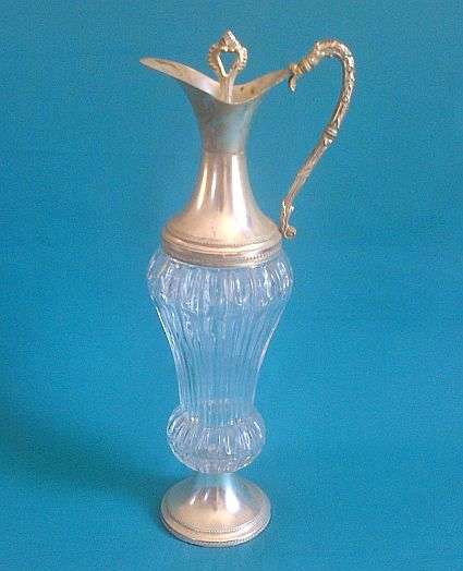 LOVELY GLASS & SILVER PLATED DECANTER/ CLARET JUG>>> ITALY
