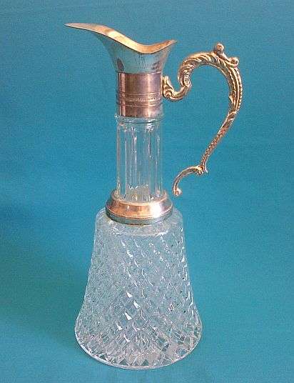 STUNNING HEAVY GLASS & SILVER PLATED DECANTER/ CLARET JUG