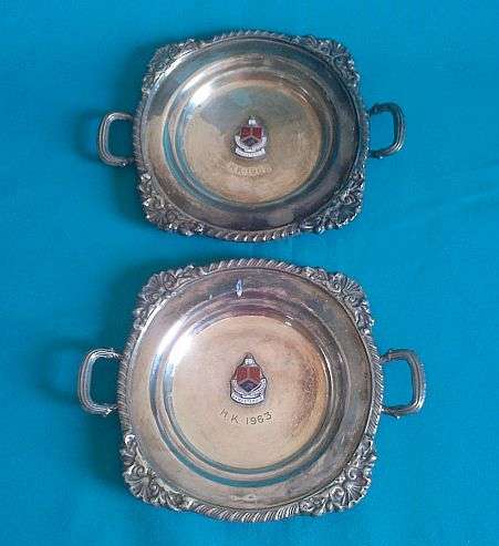 2 SERANCO E.P.N.S TRAYS/ DISHES ("DAMESTEHUIS" 1962/63)