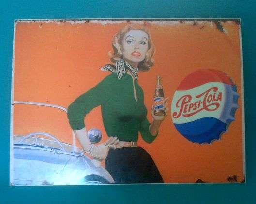 NICE LARGE PEPSI-COLA TIN/ METAL SIGN