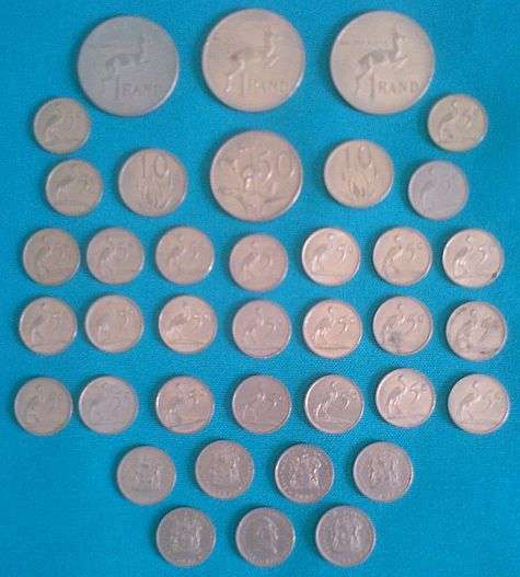 LOT OF OLD SOUTH AFRICAN 5, 10 AND 50 CENT COINS + R1 COINS