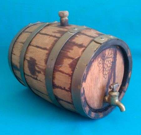 *OLD WOODEN BARREL WITH BRASS TAP*