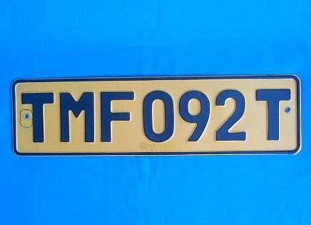 OLD YELLOW TRANSVAAL CAR NUMBER PLATE