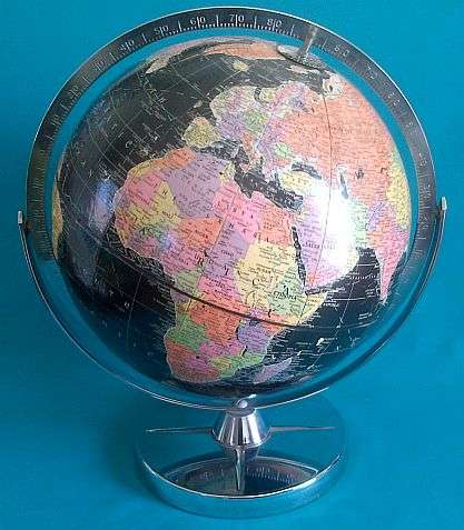 NICE OLD REPLOGLE WORLD GLOBE, SHOWING RHODESIA ETC.