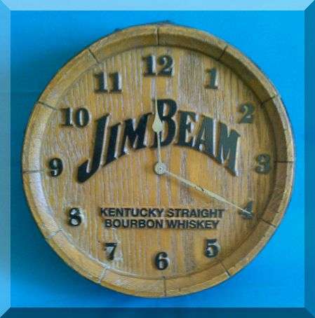 JIM BEAM WHISKY BARREL WALL CLOCK/ WATCH