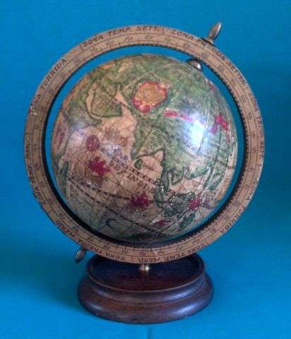 OLD WORLD GLOBE ON WOODEN BASE