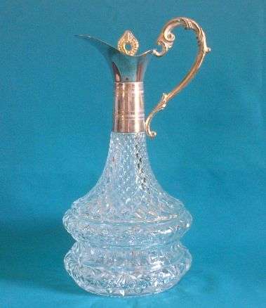 STUNNING LARGE SILVER PLATED & GLASS DECANTER/ CLARET JUG