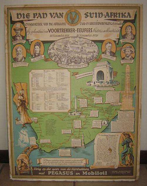 LARGE OLD WOODEN "VOORTREKKER EEUFEES" 1838-1938 PLAQUE