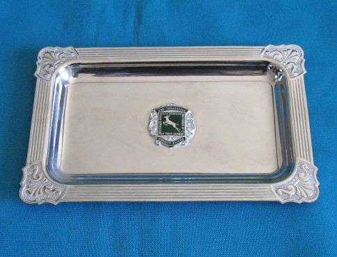 HEAVY OLD SILVER PLATED SPRINGBOK HONOUR AWARD DISH