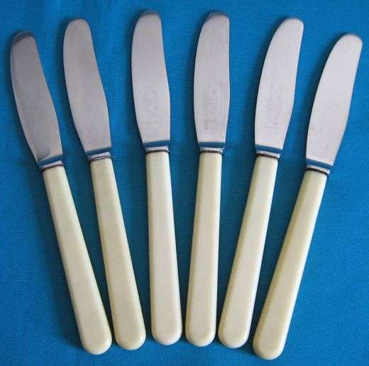 SET OF 6 ATKINSON BONE HANDLE KNIVES
