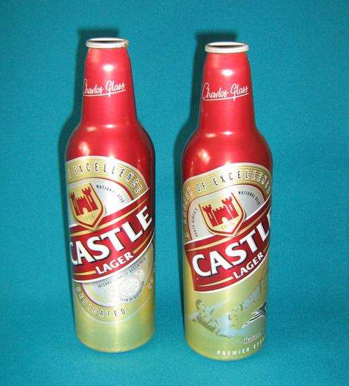 2 COLLECTABLE CASTLE LAGER TIN BOTTLES