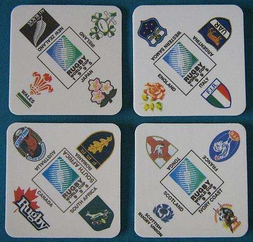 SET OF 4 RUGBY WORLD CUP 1995 COASTERS