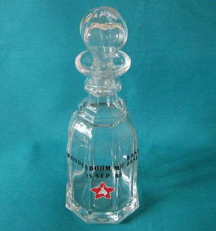 OLD WONDERBOOM MILITARY BASE 1986 GLASS DECANTER