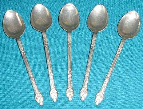 5 OLD SILVER PLATED APOSTLE SPOONS >>> ENGLAND