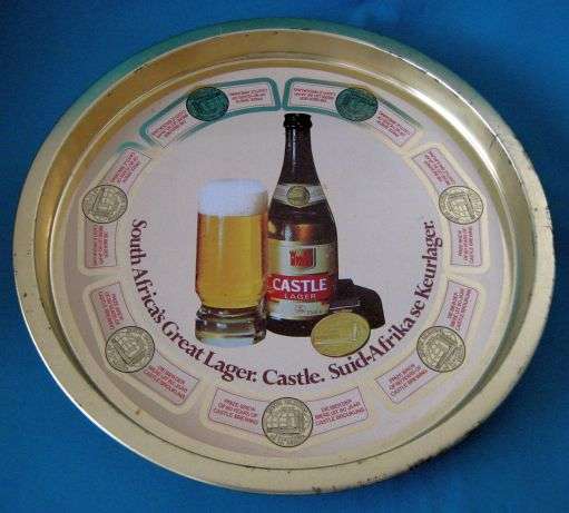 OLD COLLECTABLE CASTLE LAGER BEER TIN TRAY