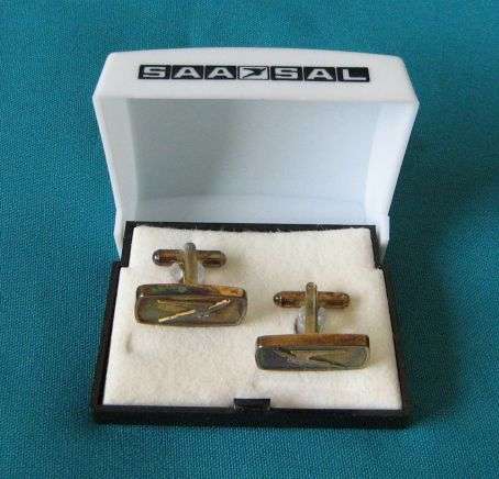 BOXED PAIR OF BRASS SAA/ SAL FLYING SPRINGBOK CUFFLINKS