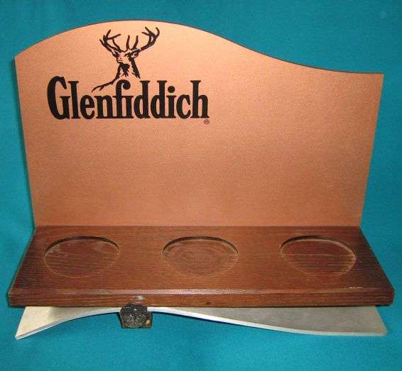 VERY NICE WOODEN AND METAL GLENFIDDICH WHISKY STAND