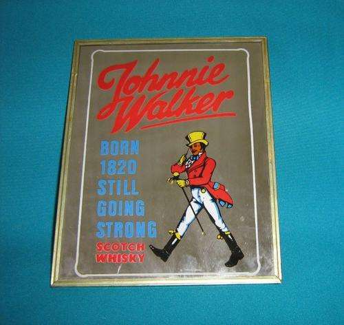 NICE FRAMED JOHNNIE WALKER BAR/ ADVERTISING MIRROR