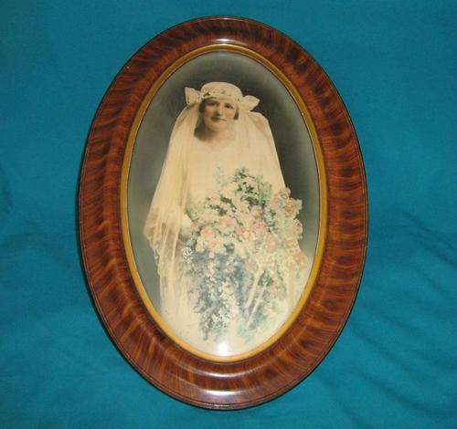 OLD WEDDING PHOTO IN WOODEN FRAME (CIRCA 1920's)