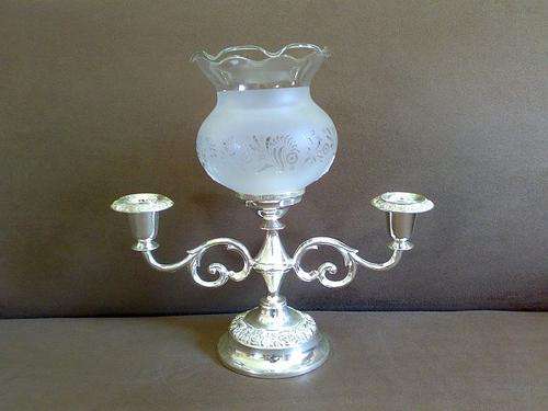 ENGLAND MADE CANDLE STICK WITH GLASS LAMP SHADE