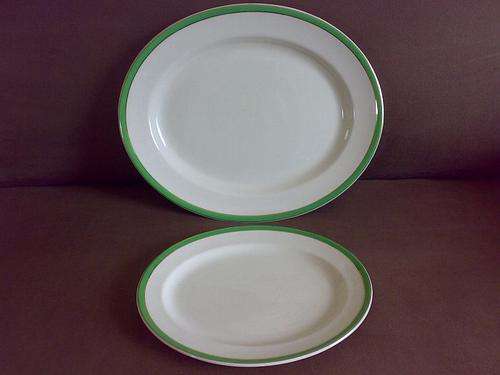 2 "QUEENS GREEN" SOLIAN WARE PLATTERS
