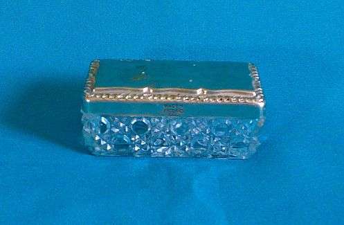 LOVELY LITTLE CUT GLASS & SILVER PLATED ENGLAND BOX