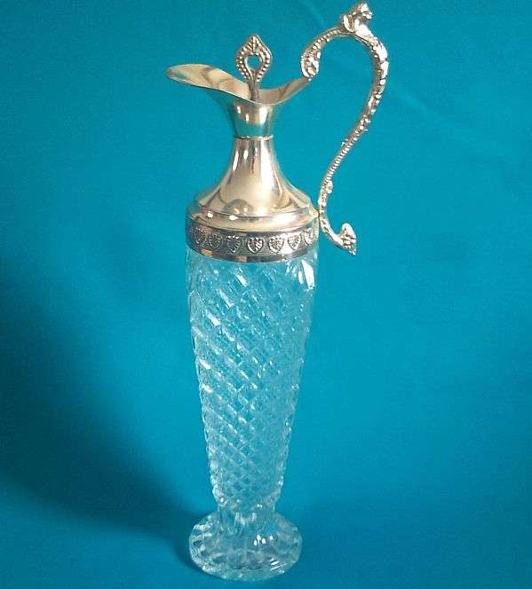 STUNNING CUT GLASS & SILVER PLATED JUG / DECANTER