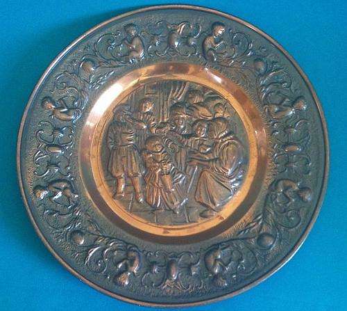 VINTAGE COPPER WALL PLAQUE>>>LOVELY DETAIL!