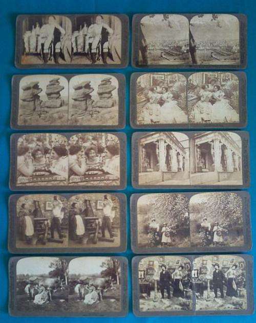 LOT OF LATE 1800's UNDERWOOD STEREOSCOPE PHOTOS / SLIDES