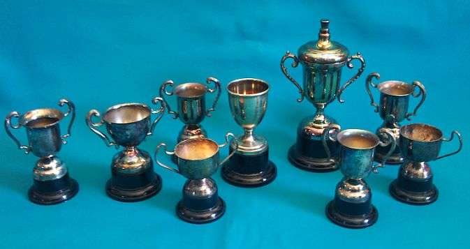 LOT OF SILVER PLATED TROPHIES