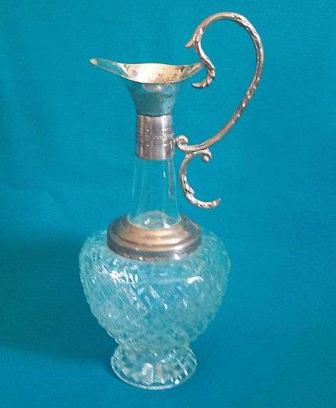 LOVELY CUT GLASS & SILVER PLATED JUG / DECANTER
