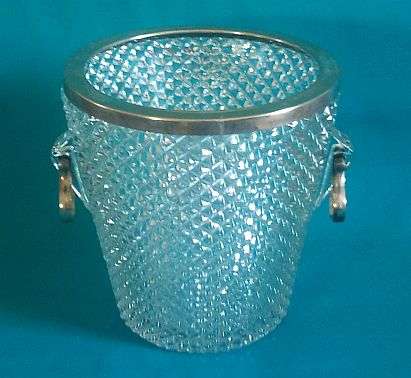 HEAVY CUT GLASS & SILVER PLATED ENGLAND ICE BUCKET>>>STUNNING