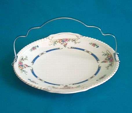 BEAUTIFUL JOHNSON BROS. CAKE PLATE WITH SILVER PLATED HANDLE