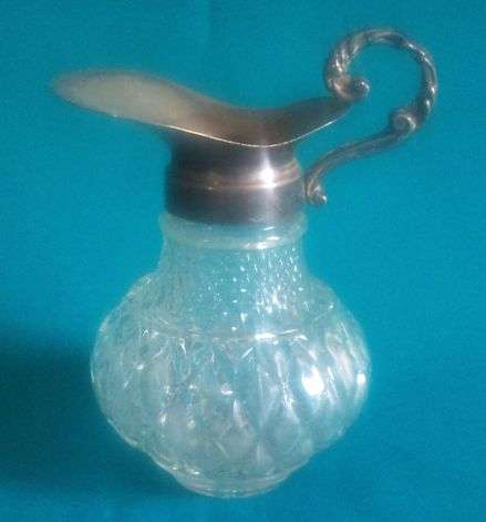 LOVELY CUT GLASS & SILVER PLATED JUG/ DECANTER