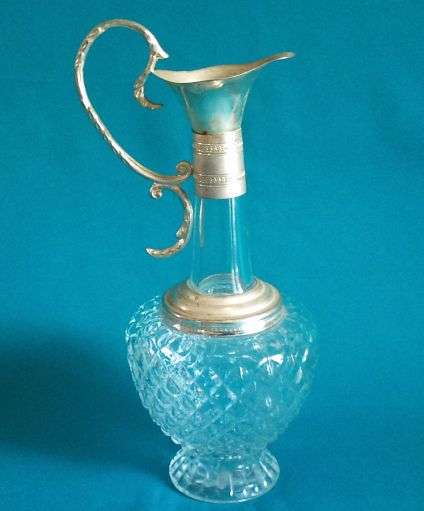 LOVELY GLASS & SILVER PLATED DECANTER/ CLARET JUG