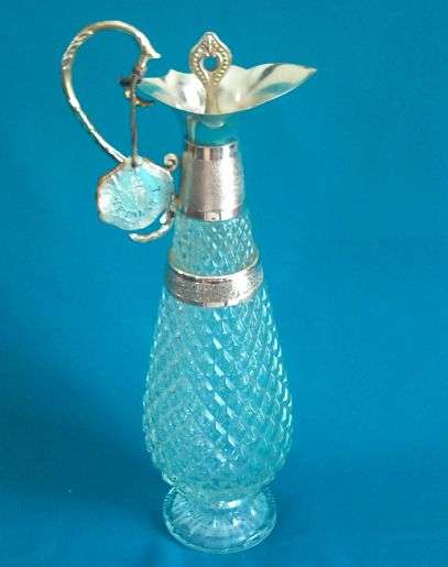 LOVELY CUT GLASS & SILVER PLATED DECANTER/ CLARET JUG>>> ITALY