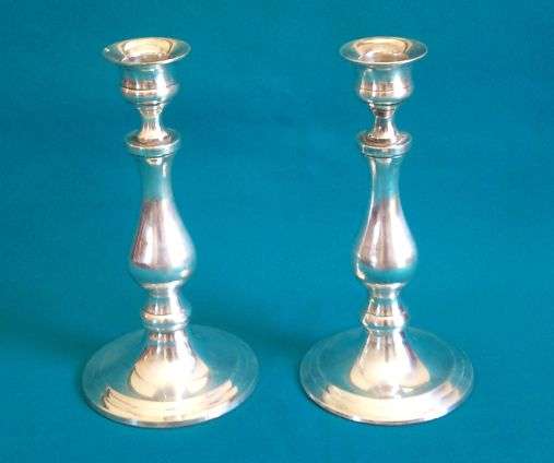 LOVELY PAIR OF HEAVY SILVER PLATED CANDLE STICKS