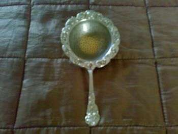 BEAUTIFUL OLD ROSE PATTERN NICKEL SILVER TEA STRAINER